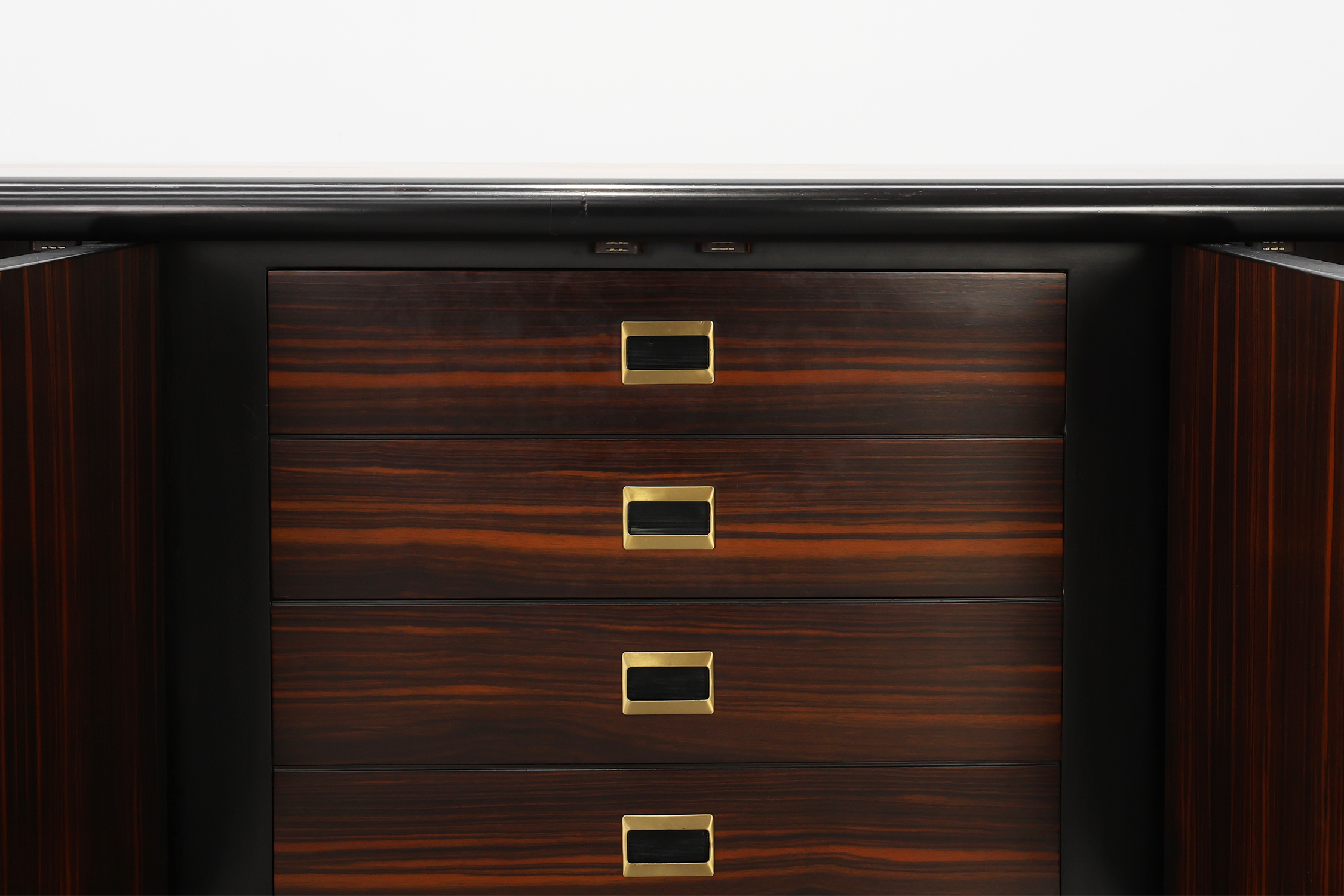 Sculptural wood and Brutalist Brass Credenza by Luciano Frigerio, Italy 1970sthumbnail